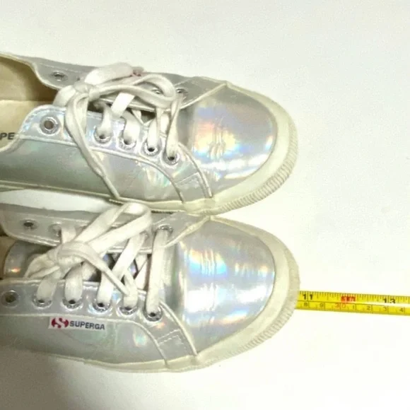 Superga White Iridescent Hologram Sneakers Trainers Size 9 Silver Metallic - Picture 16 of 16